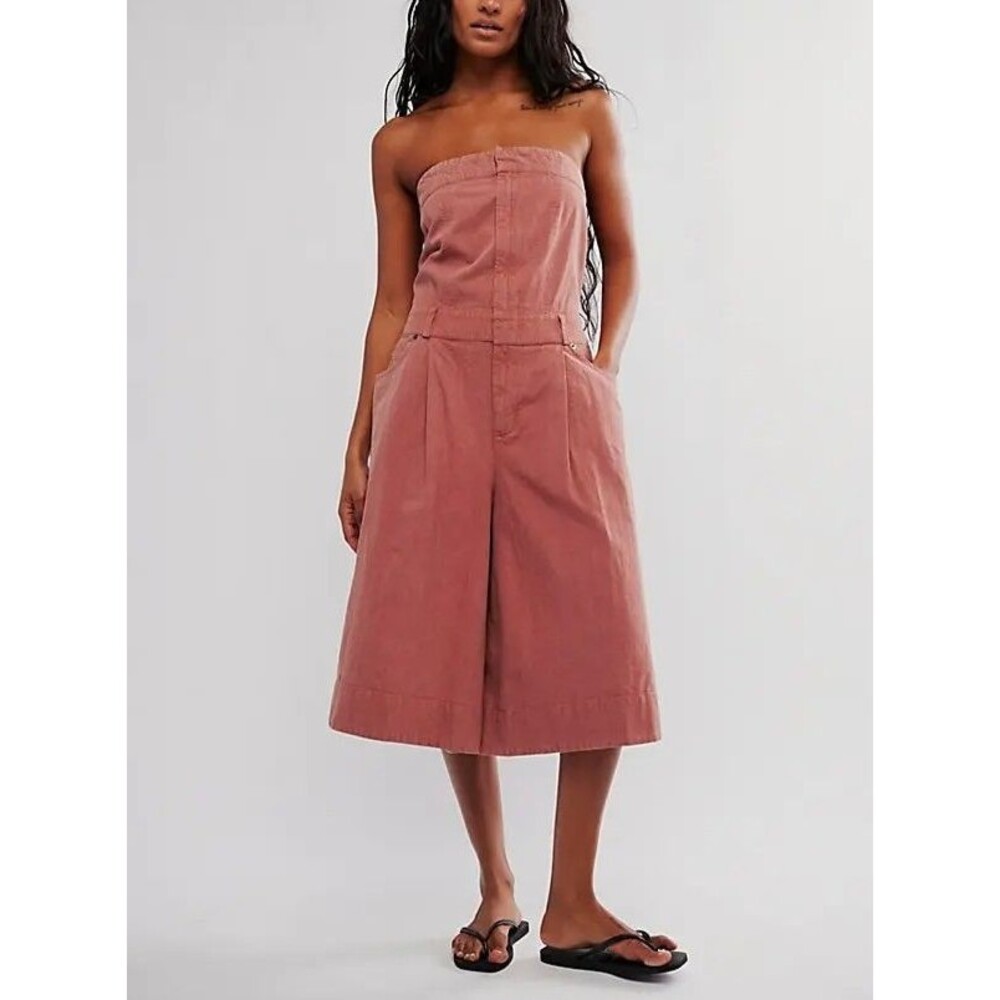 Free People Juniper Jumpsuit Dress Tube Solid Billowy Beach Wide-Leg S 287276